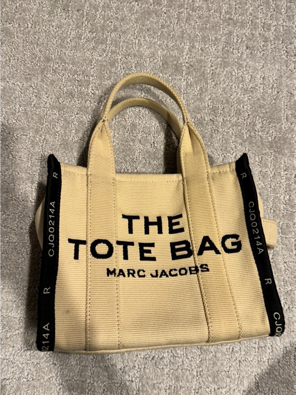 Marc Jacobs Canvas Tote Bag in Beige with Black Trim